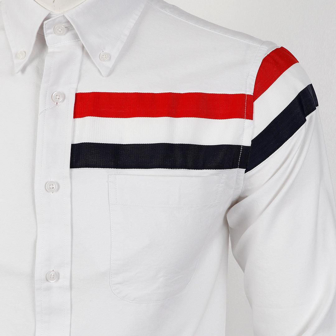 Thom Browne Classic 3 Body Stripe Oxford B.D White Shirt - Obeezi.com