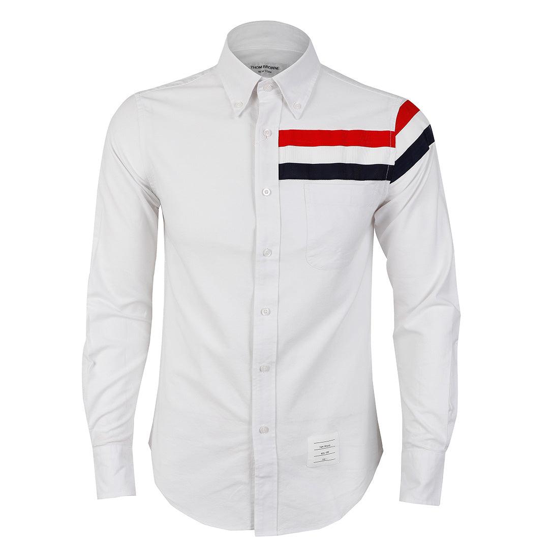 Thom Browne Classic 3 Body Stripe Oxford B.D White Shirt - Obeezi.com