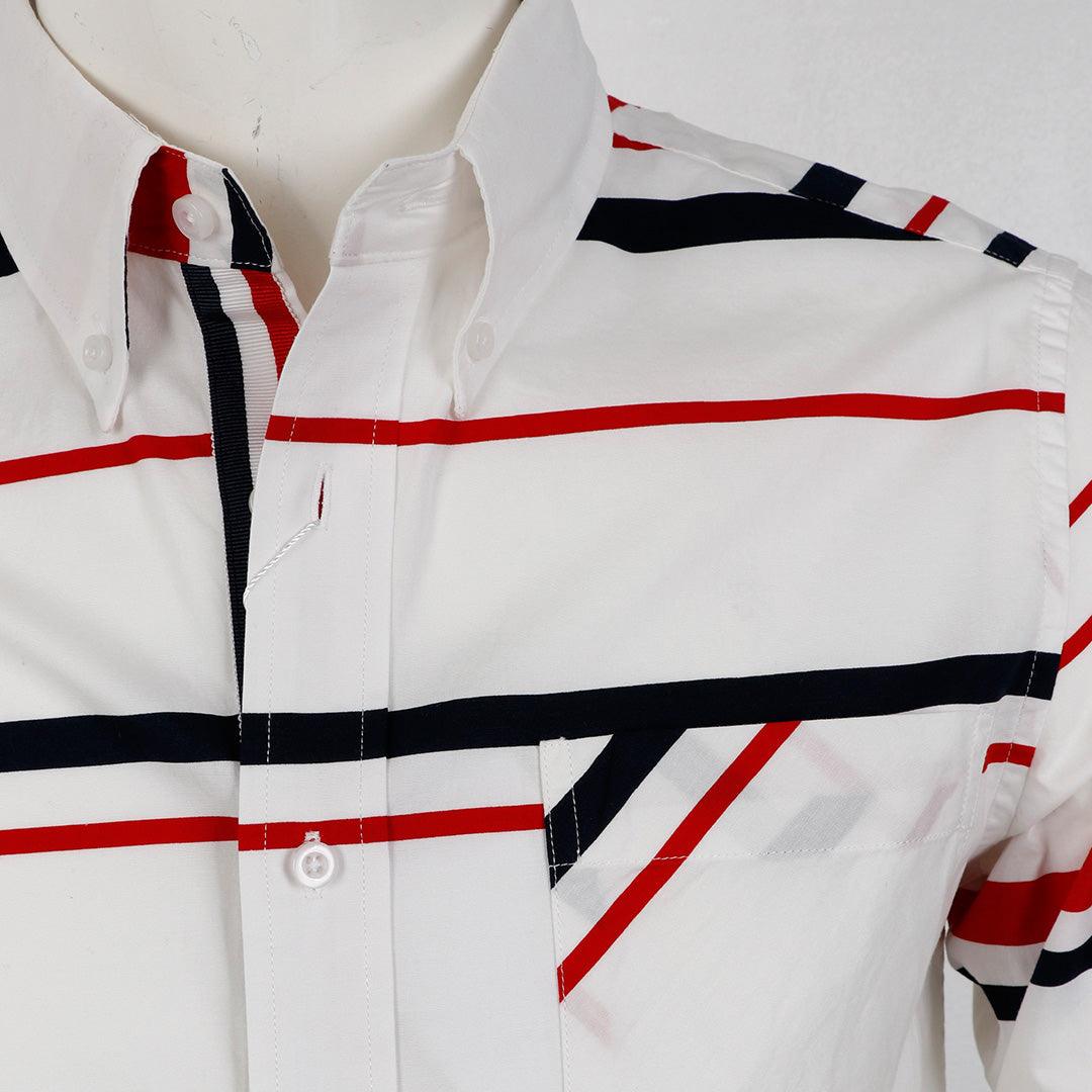 Thom Browne Classic Multi Body Stripe Oxford B.D Shirt - White - Obeezi.com