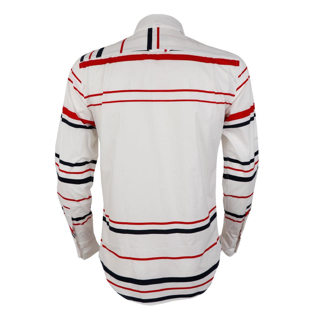 Thom Browne Classic Multi Body Stripe Oxford B.D Shirt - White - Obeezi.com