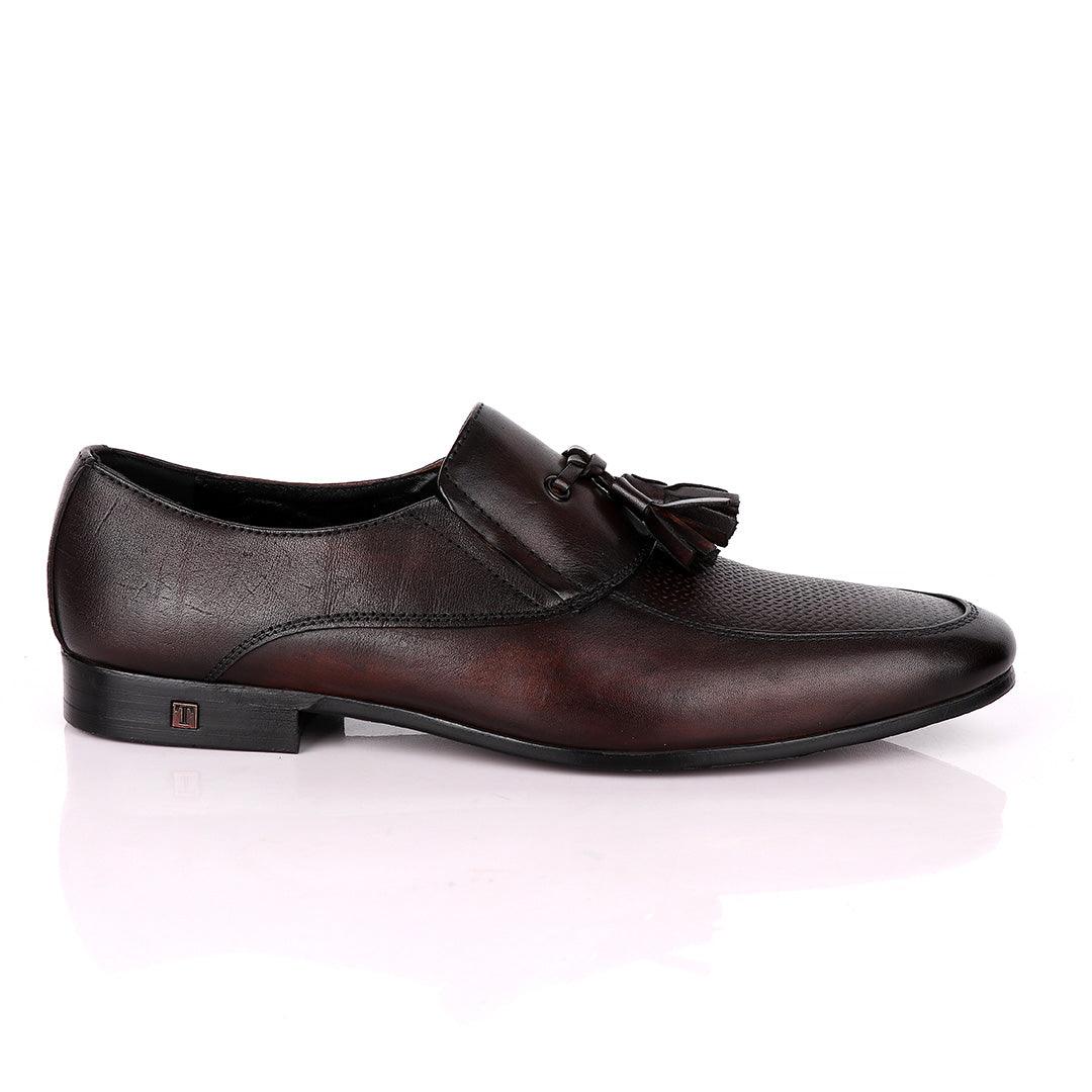 Thom Browne Front Pattern Coffee Leather Shoe - Obeezi.com
