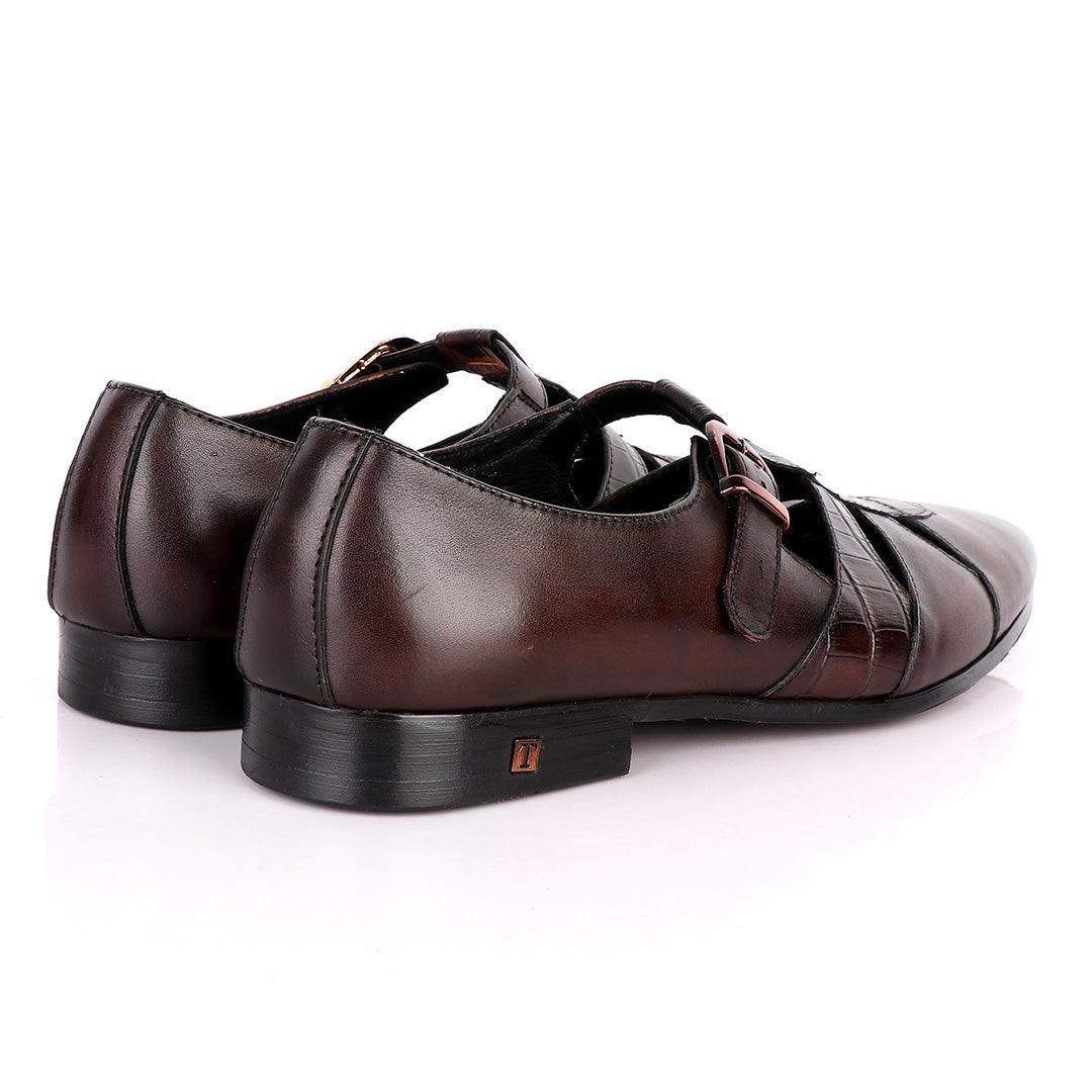 Thom Browne Open Gap Design Coffee Leather Shoe - Obeezi.com