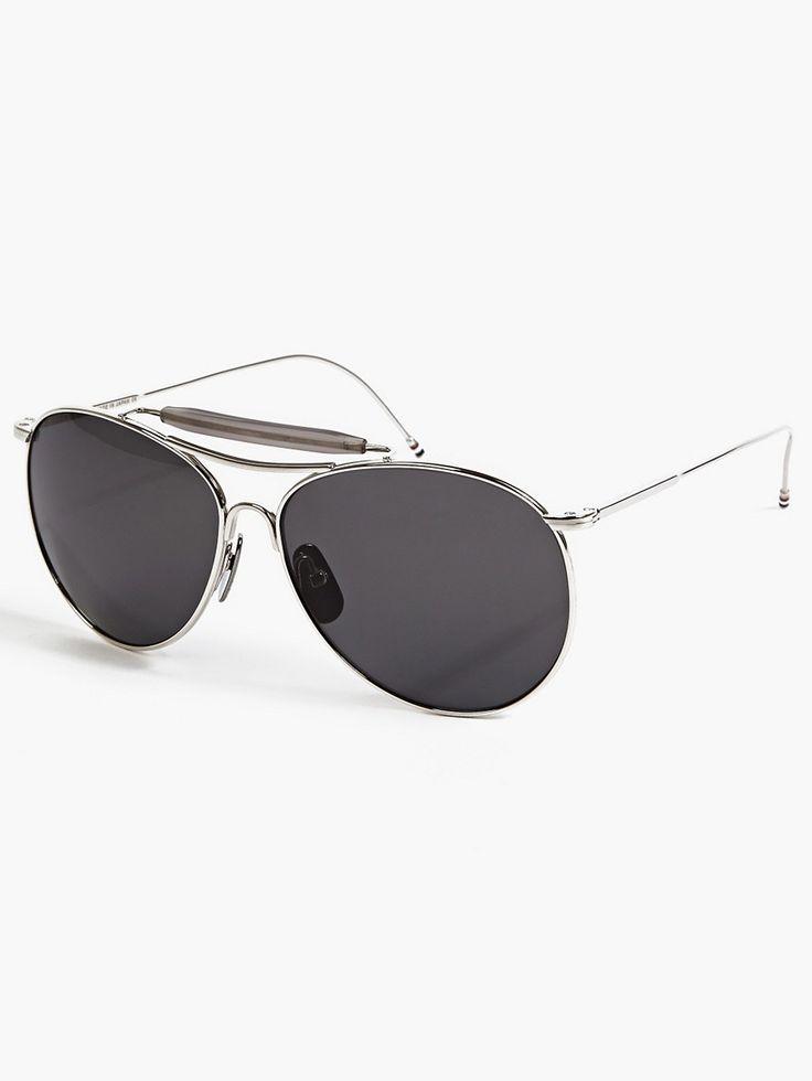 Thom Browne | TB-020 Shiny Silver Sunglasses. - Obeezi.com