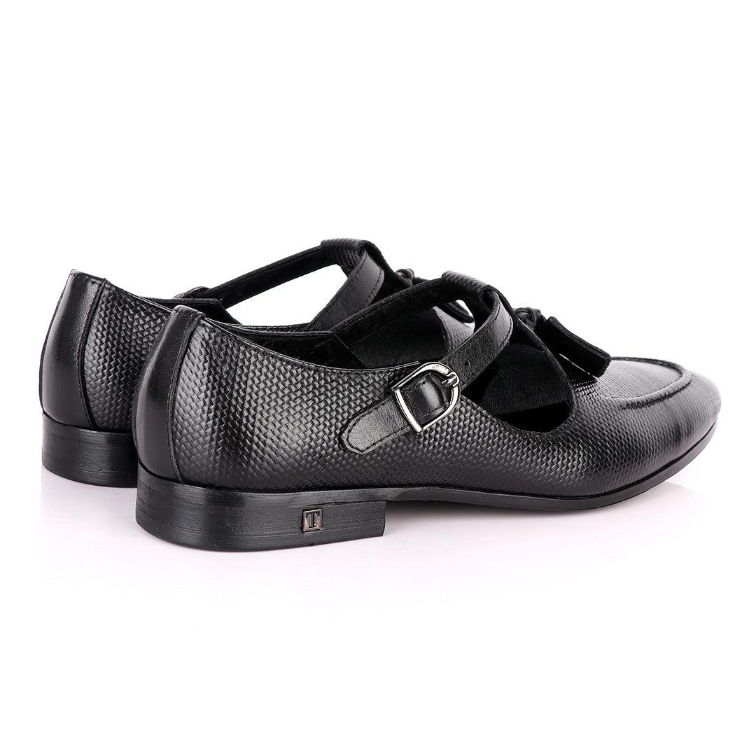 Thom Browne Tassel woven pattern Black Leather Shoe - Obeezi.com