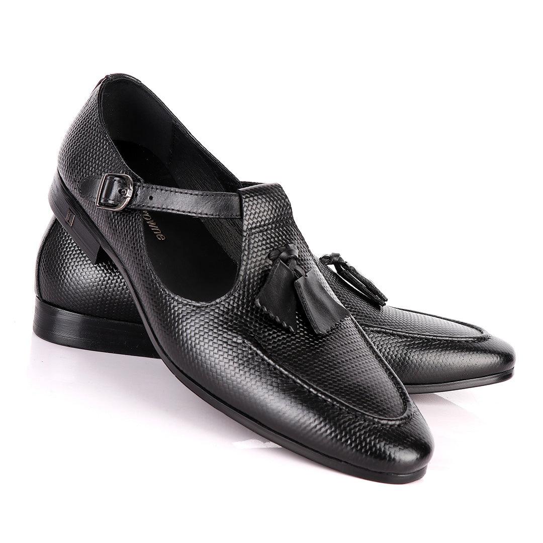 Thom Browne Tassel woven pattern Black Leather Shoe - Obeezi.com