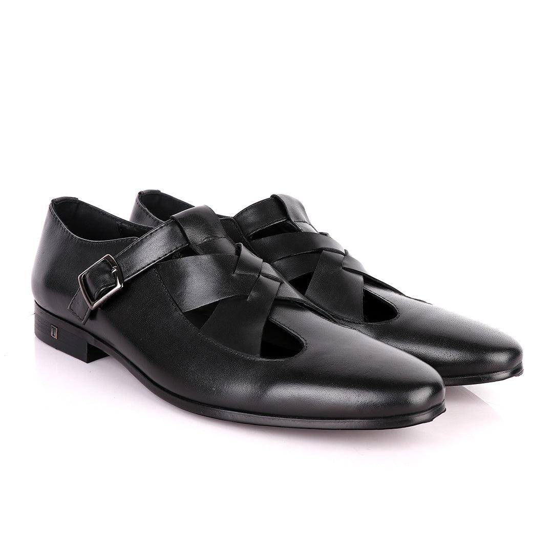 Thom Browne Twisted Design Black Leather Shoe - Obeezi.com