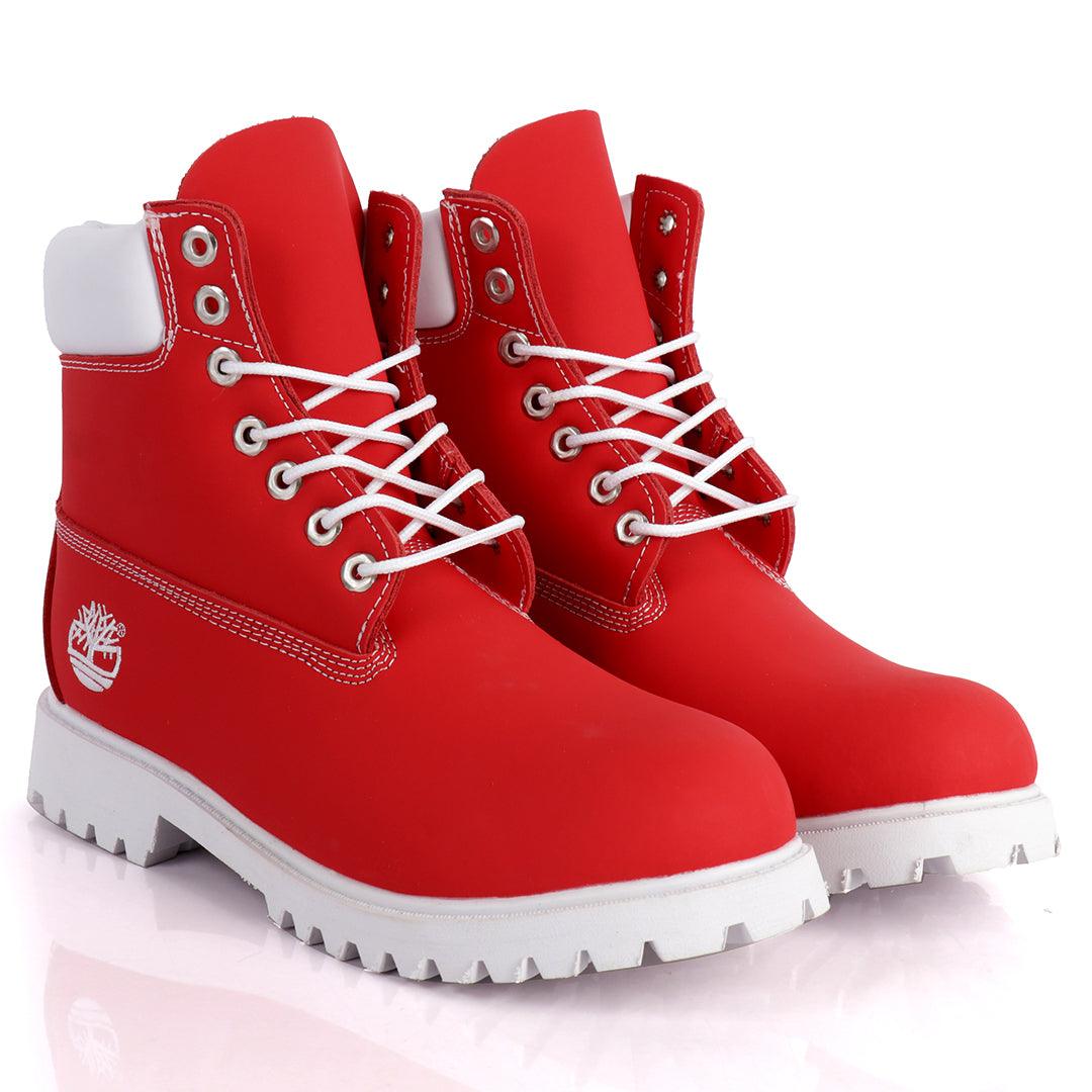 Tim Adventure 6 Inch Leather Boots Red White - Obeezi.com