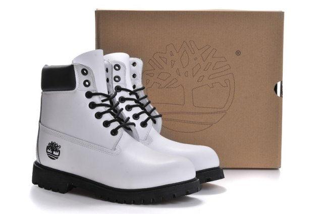 Timberland 6 Inch Nubuck Leather Boots White Black Mens Boots - Obeezi.com