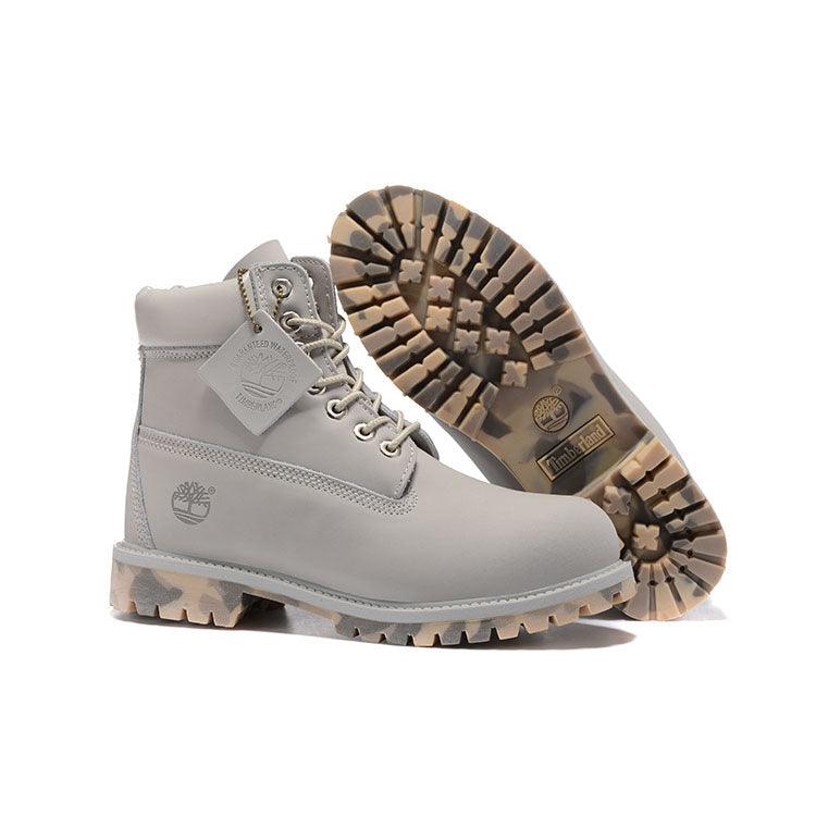 Timberland Icon 6 inch Premium With Camo Outsole Light Gray Waterproof Boots - Obeezi.com