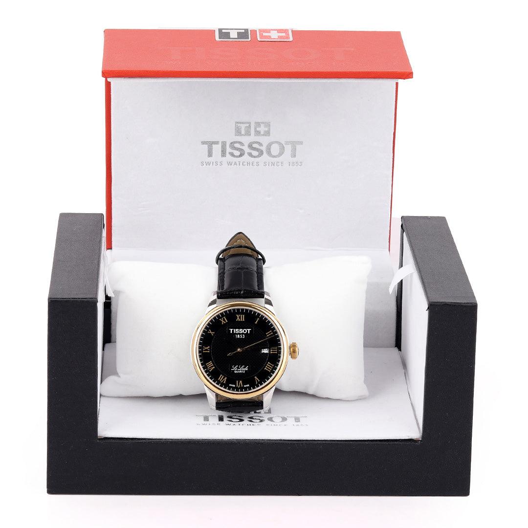 Tissot Lelode Swiss Made Black Leather Watch - Obeezi.com