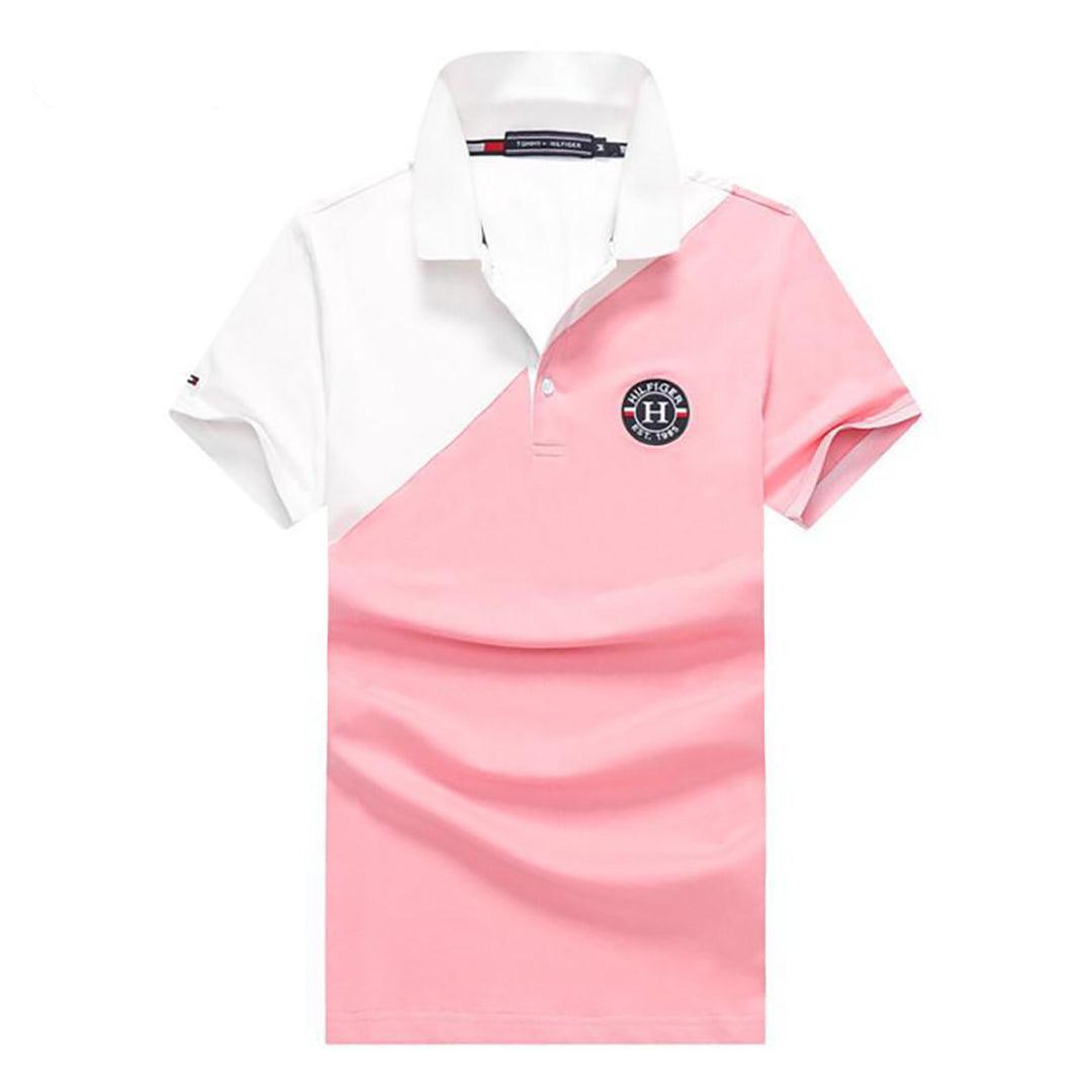 Tom Classic Fit Essential Solid Polo-White Pink - Obeezi.com