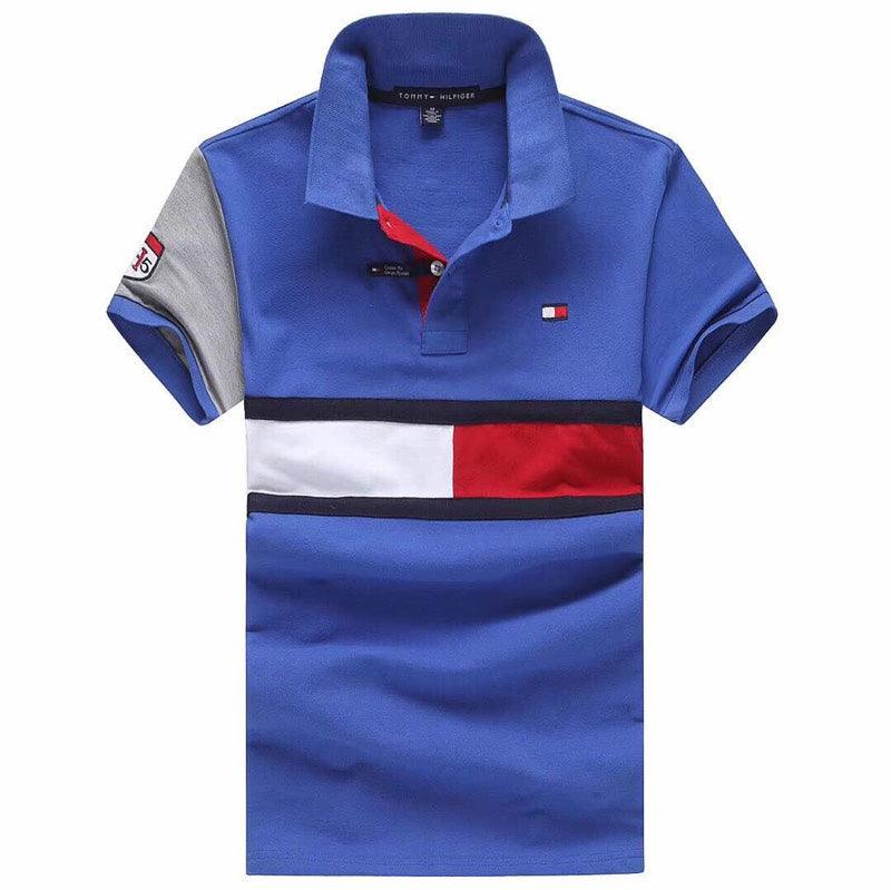 Tommy Hilfiger Blue Short Sleeve Flag Polo Shirt - Obeezi.com