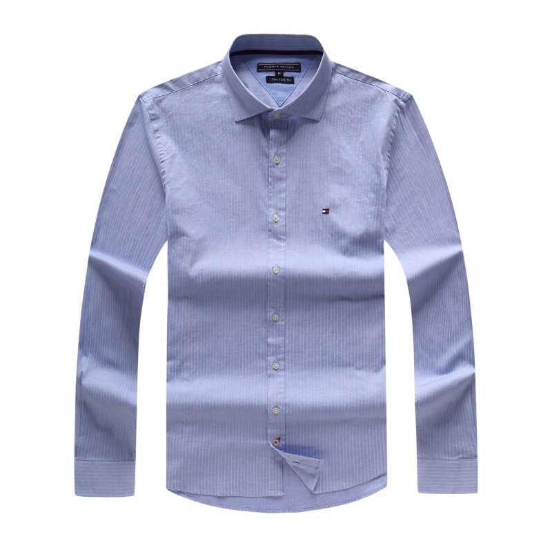 Tommy Hilfiger Checkered SkyBlue Custom Long sleeve Shirt - Obeezi.com