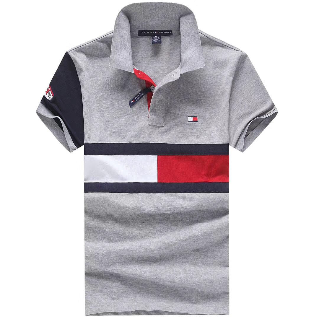 Tommy Hilfiger Classic Grey Dual Color Short-Sleeve Polo - Obeezi.com