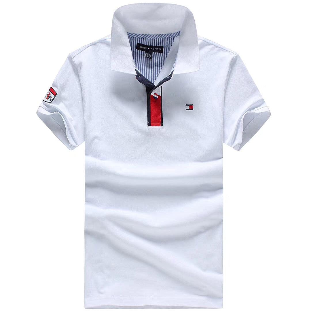 Tommy Hilfiger Classic White Crested Red Short-Sleeve Polo - Obeezi.com
