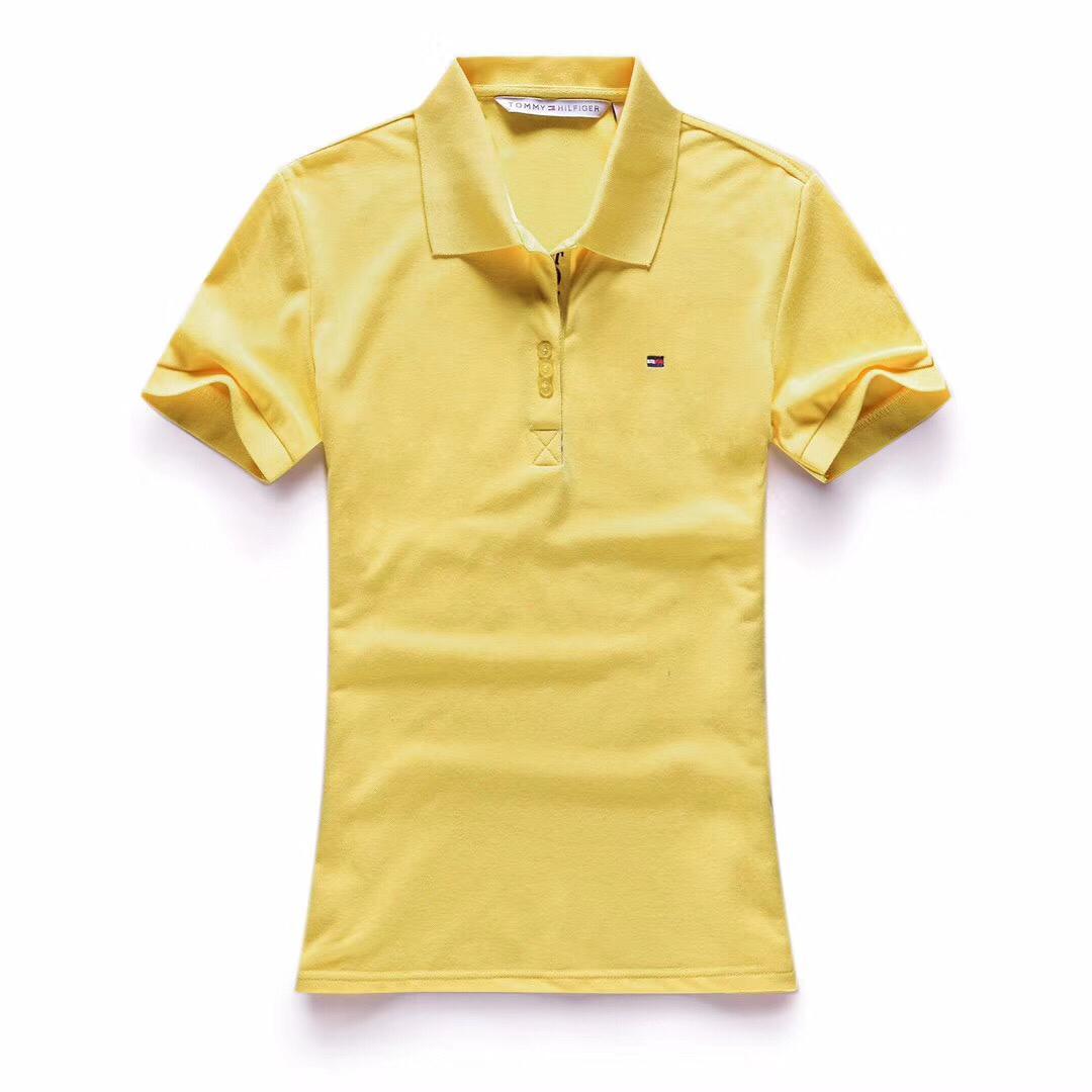 Tommy Hilfiger Crested Design Yellow Ladies Short-Sleeve Polo - Obeezi.com