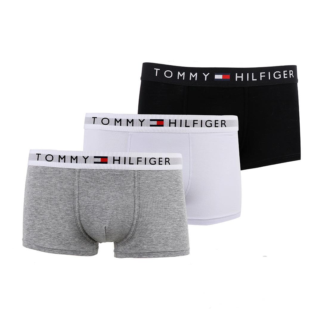Tommy Hilfiger Crested Elastic Band 3 IN 1 Pack Black or Blue White and Grey Boxers - Obeezi.com