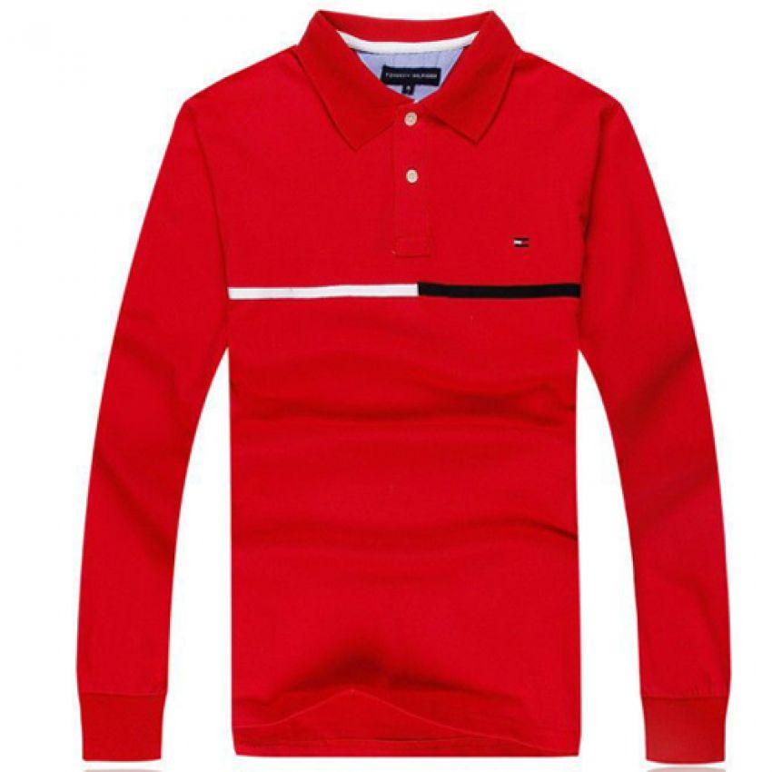 Tommy Hilfiger Custom Fit Long Sleeve Polo - red - Obeezi.com