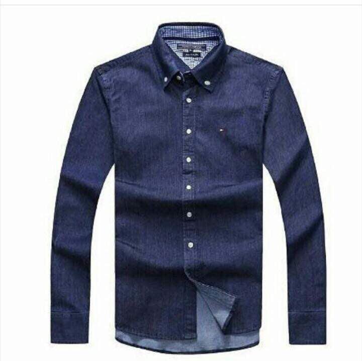 Tommy Hilfiger Men's Dark Blue Denim Long sleeve Shirt - Obeezi.com