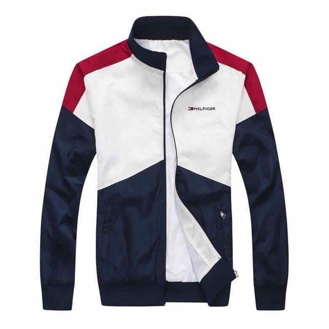 Tommy Hilfiger Navy Blue Front Design White And Red Tracksuit - Obeezi.com