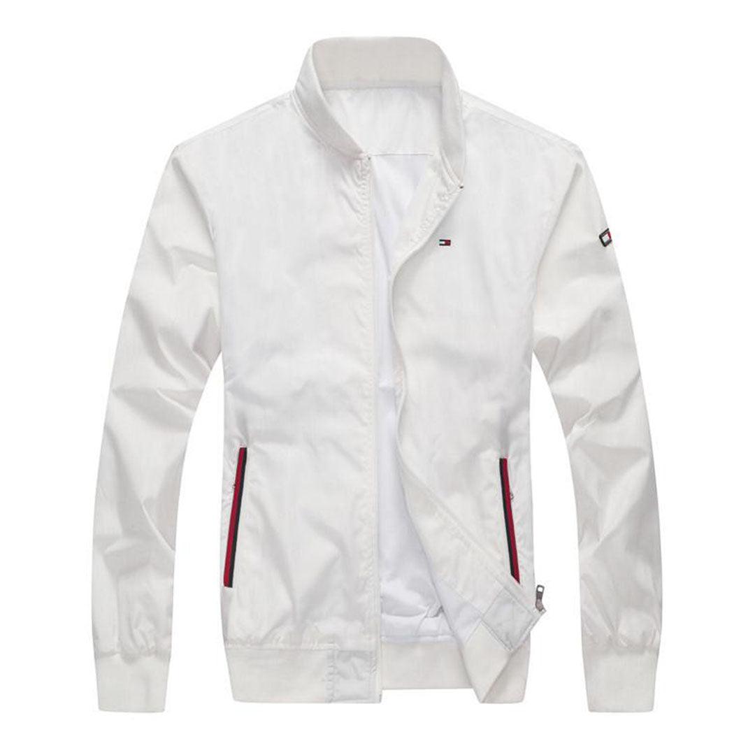 Tommy Hilfiger Plain Flag Logo White Jacket tracksuit - Obeezi.com