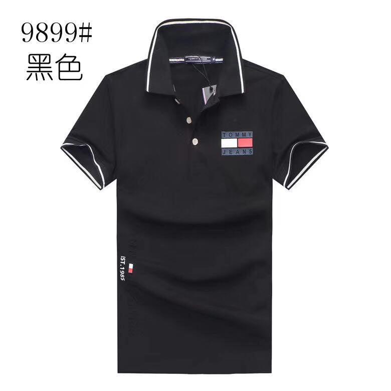 Tommy Hilfiger Printed Design Plain Black Polo Shirt - Obeezi.com