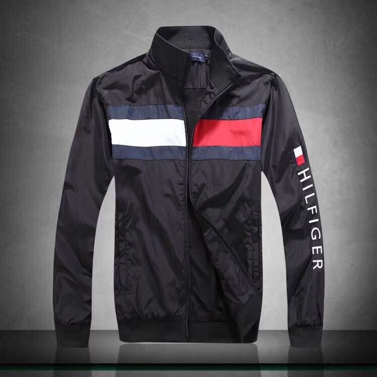 Tommy Hilfiger Split Red And White Design Black Jacket Tracksuit - Obeezi.com