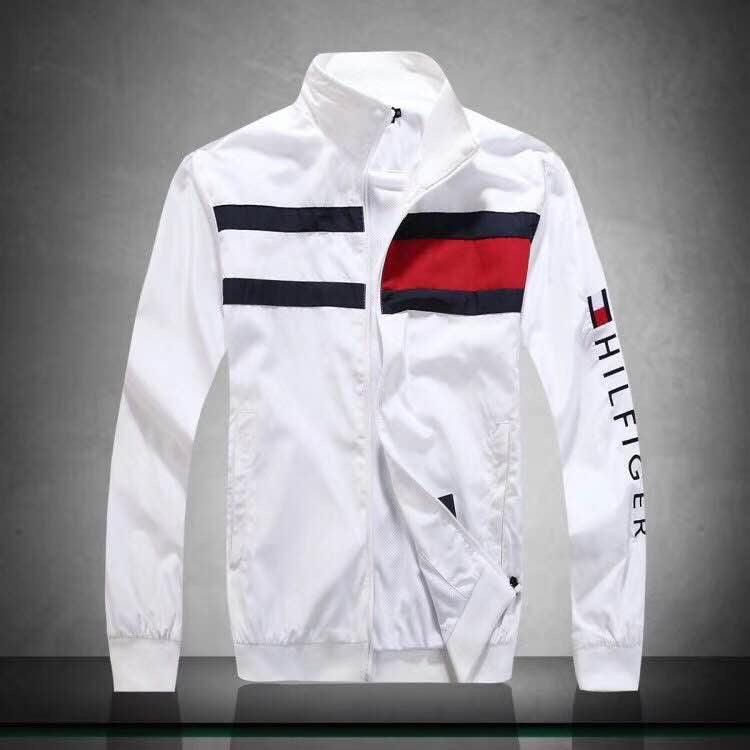 Tommy Hilfiger Split Red And White Design White Jacket Tracksuit - Obeezi.com