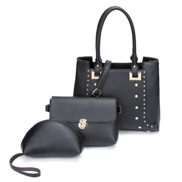 Top Quality Women Designer Handbag 3 in 1 Set-Black - Obeezi.com