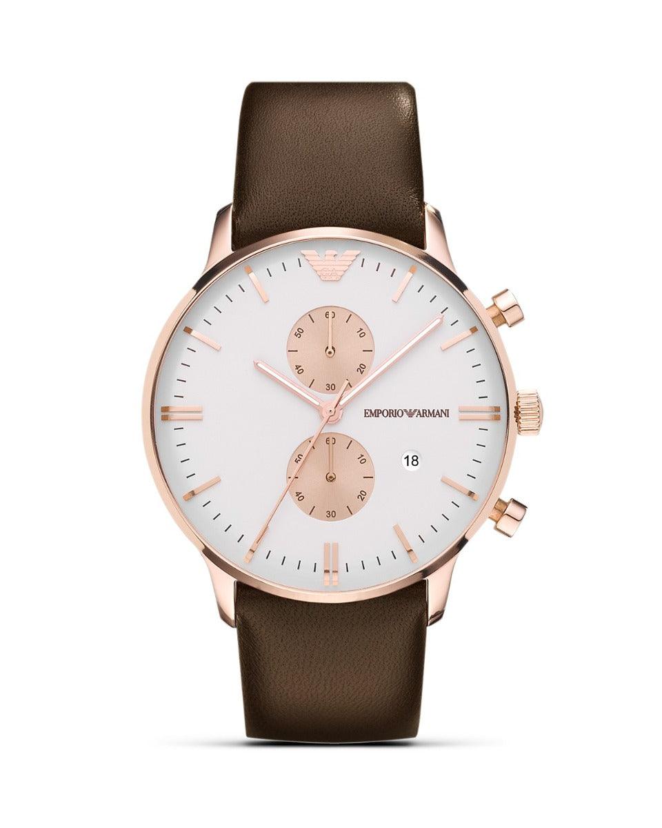 Two Tone Brown Leather Strap Watch - Obeezi.com