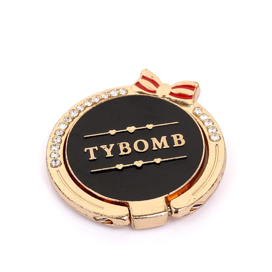 Tybomb Magnet Silver stone Ring Phone Holder- Black Gold - Obeezi.com