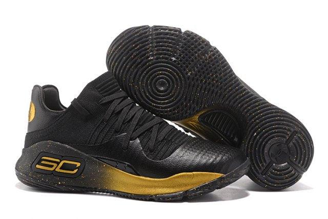 Under Armour Curry 4 Low Black Gold 2017 NBA Finals Mens Basketball Sneakers - Obeezi.com