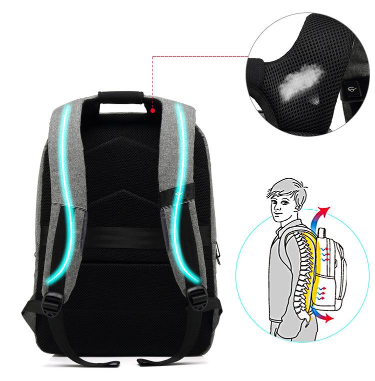 USB Charging Laptop Briefcase Business Travel Backpack-Grey - Obeezi.com