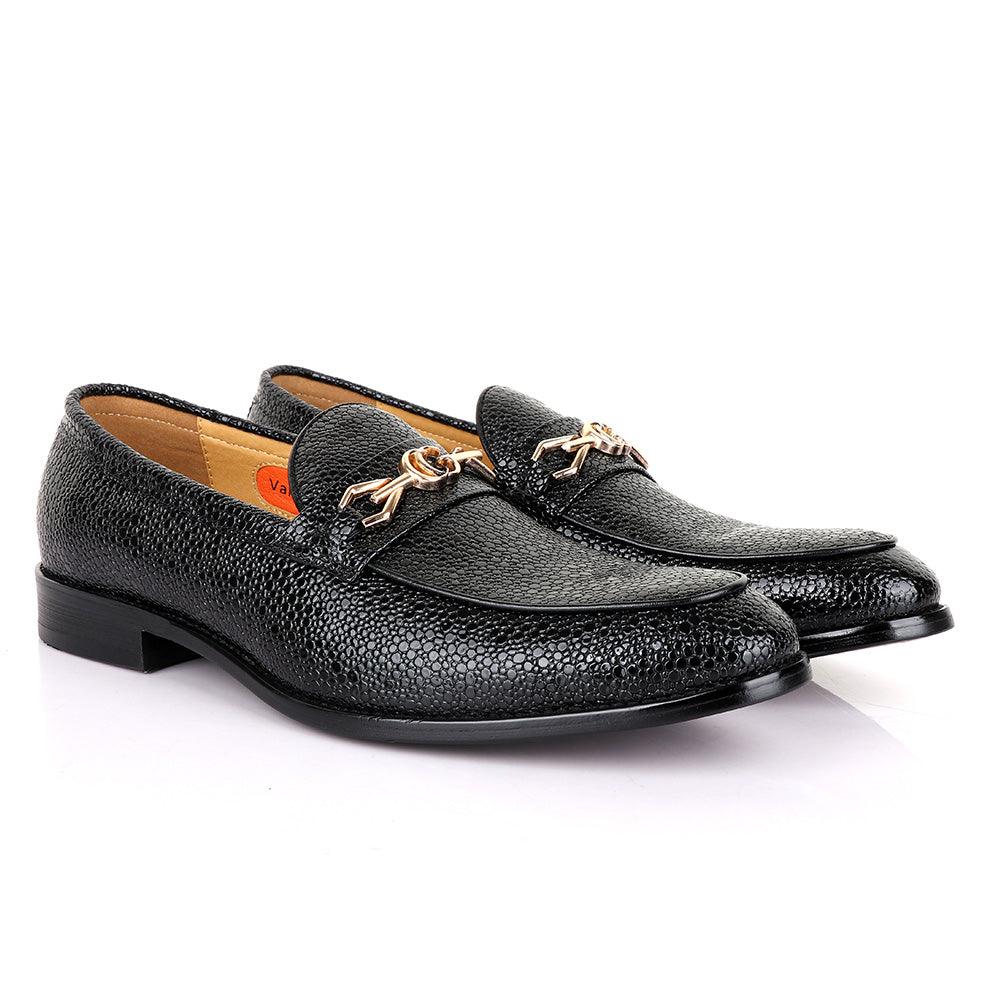 Valentino Classic Chain Glossy Black Leather Shoe - Obeezi.com