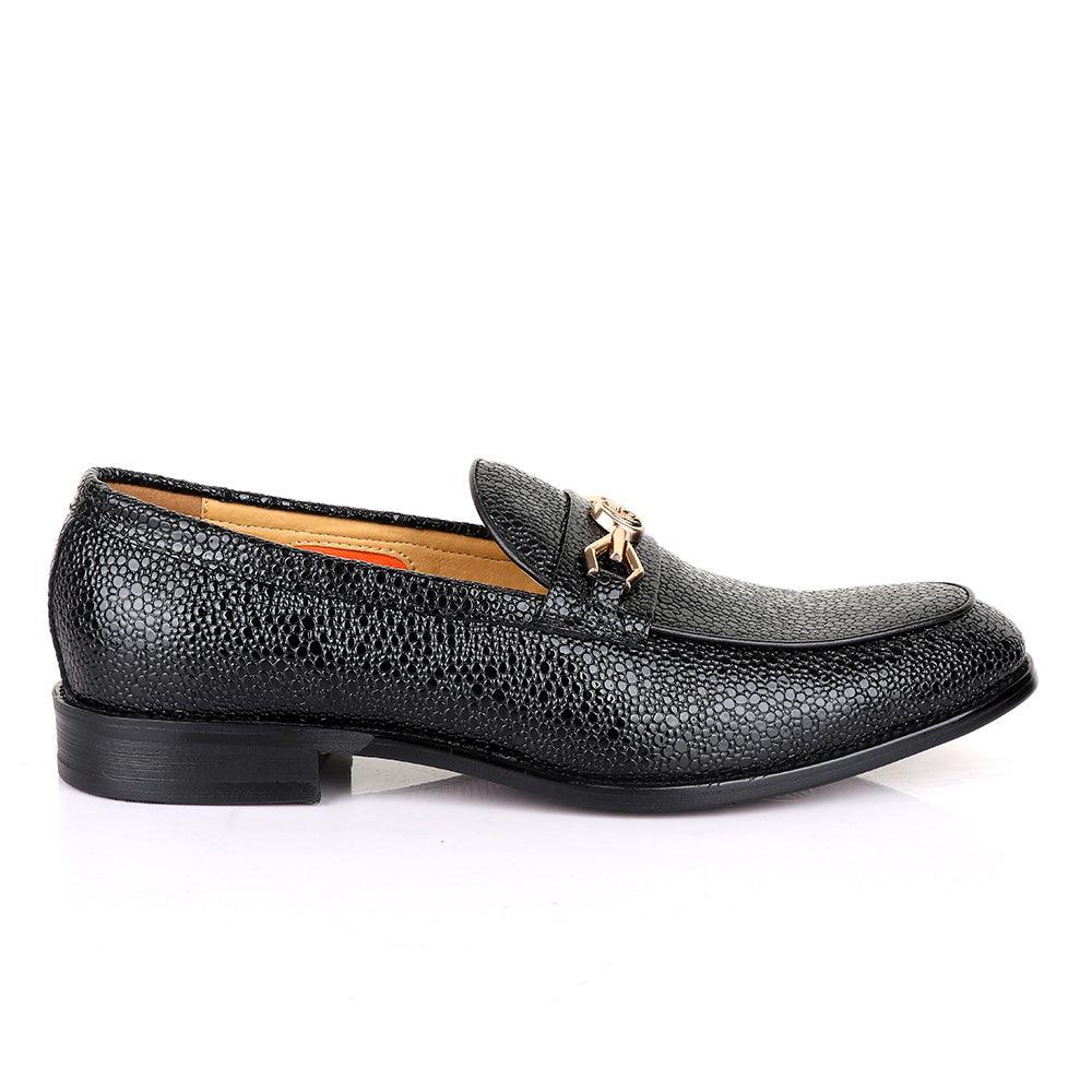 Valentino Classic Chain Glossy Black Leather Shoe - Obeezi.com