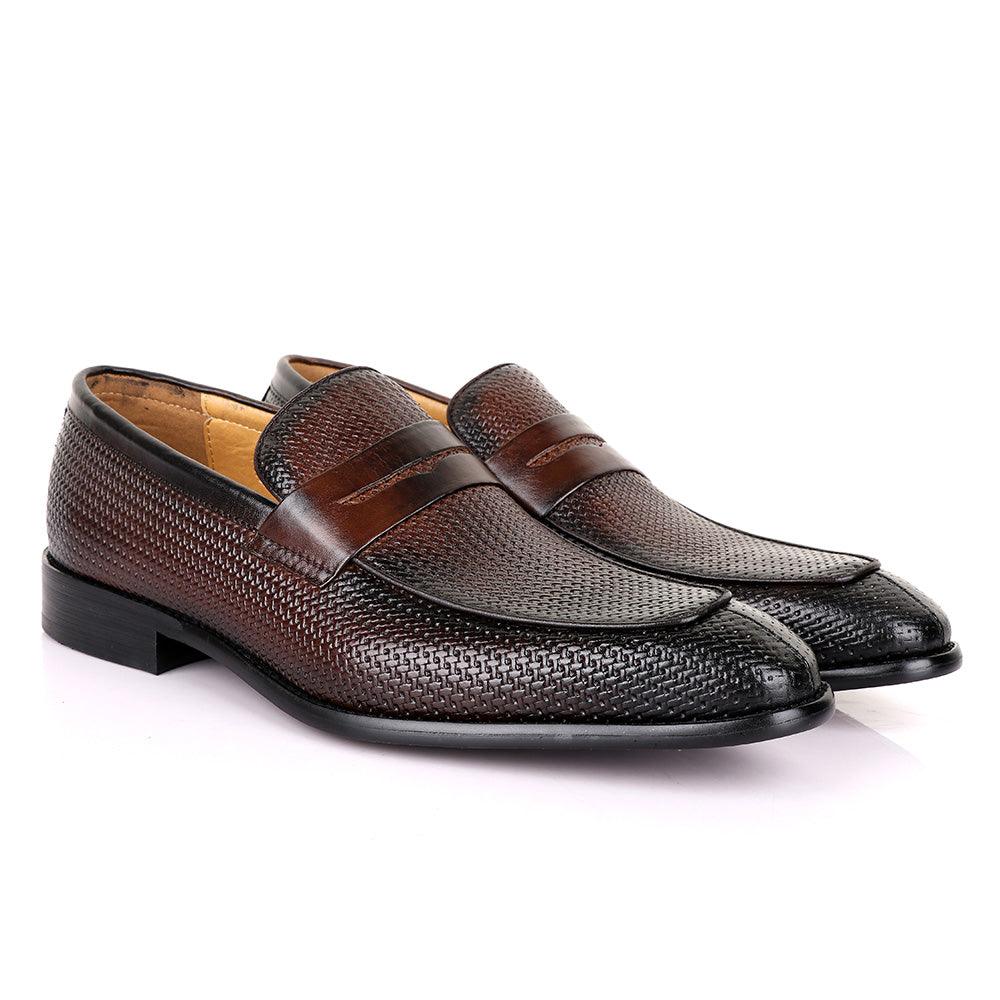 Valentino Woven Classic Coffee Leather Shoe - Obeezi.com
