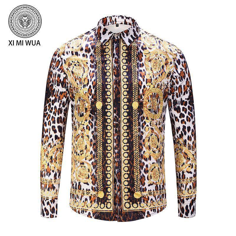 VE Vintage Collection Trim Fit Yellow Glod Mix WIth Tiger Skin Print Shirt - Obeezi.com