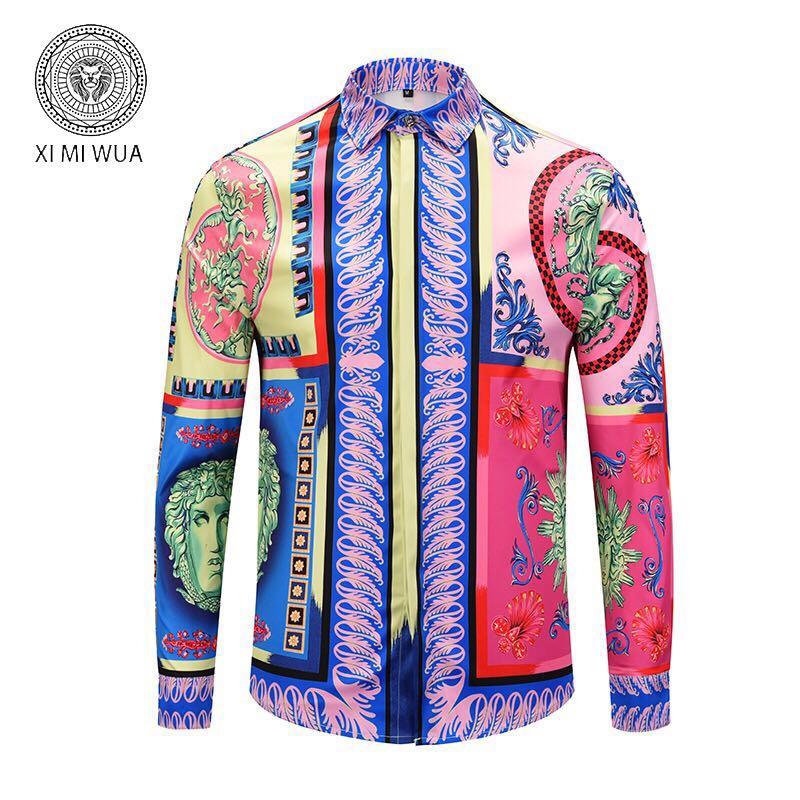 VE Vintage Medusa Pop Foulard Silk Shirt Multicolor - Obeezi.com
