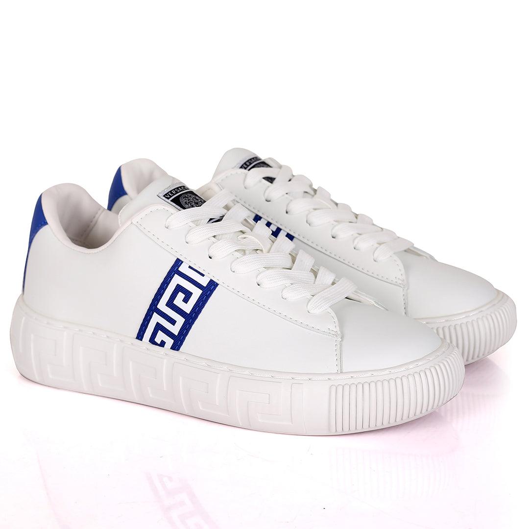 Vers Crested Belt Logo Designed White Sole Lace Up Sneakers - Obeezi.com