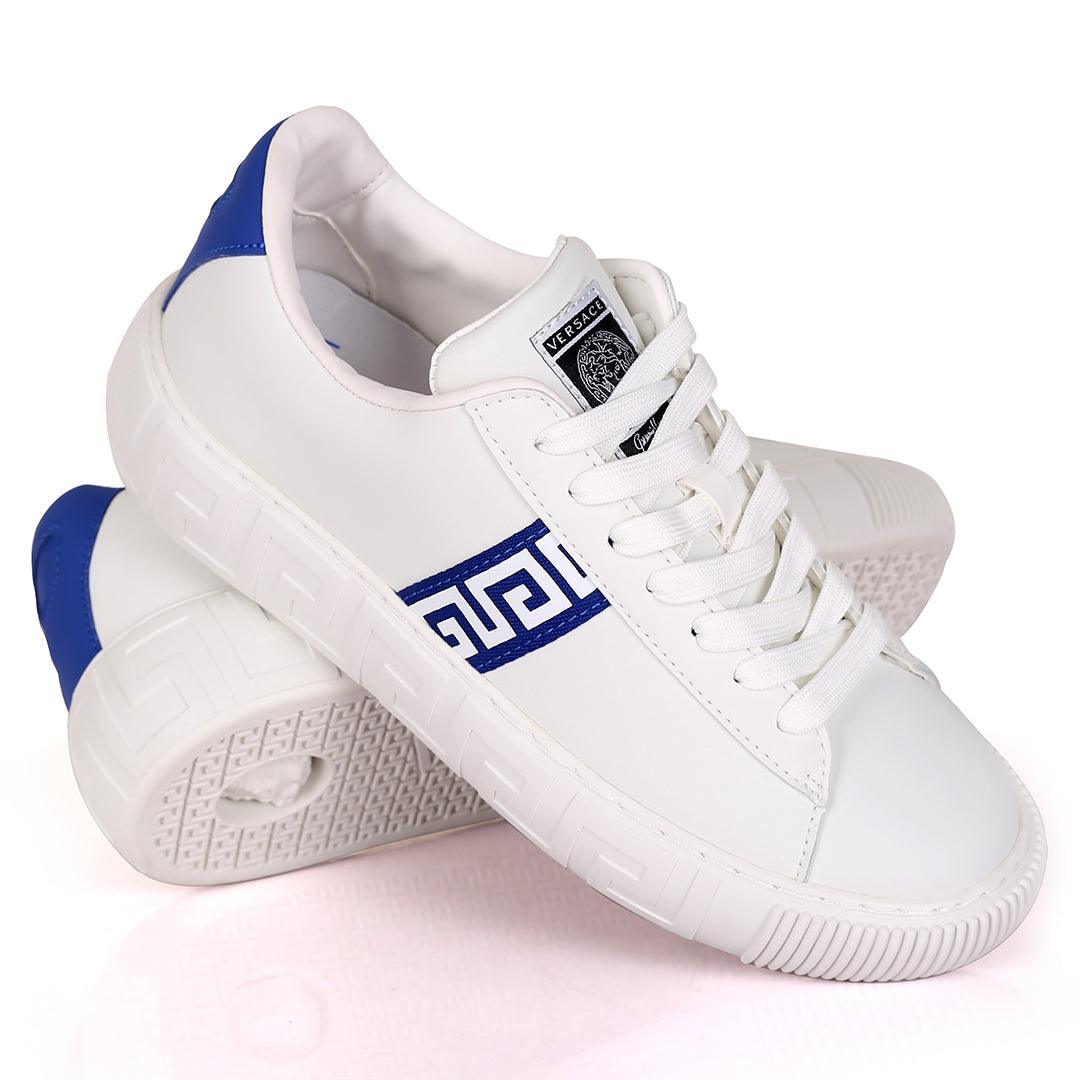 Vers Crested Belt Logo Designed White Sole Lace Up Sneakers - Obeezi.com