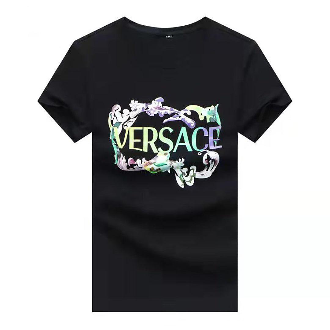 Vers Logo Emroided Designed Cotton Men's T-shirt -Black - Obeezi.com