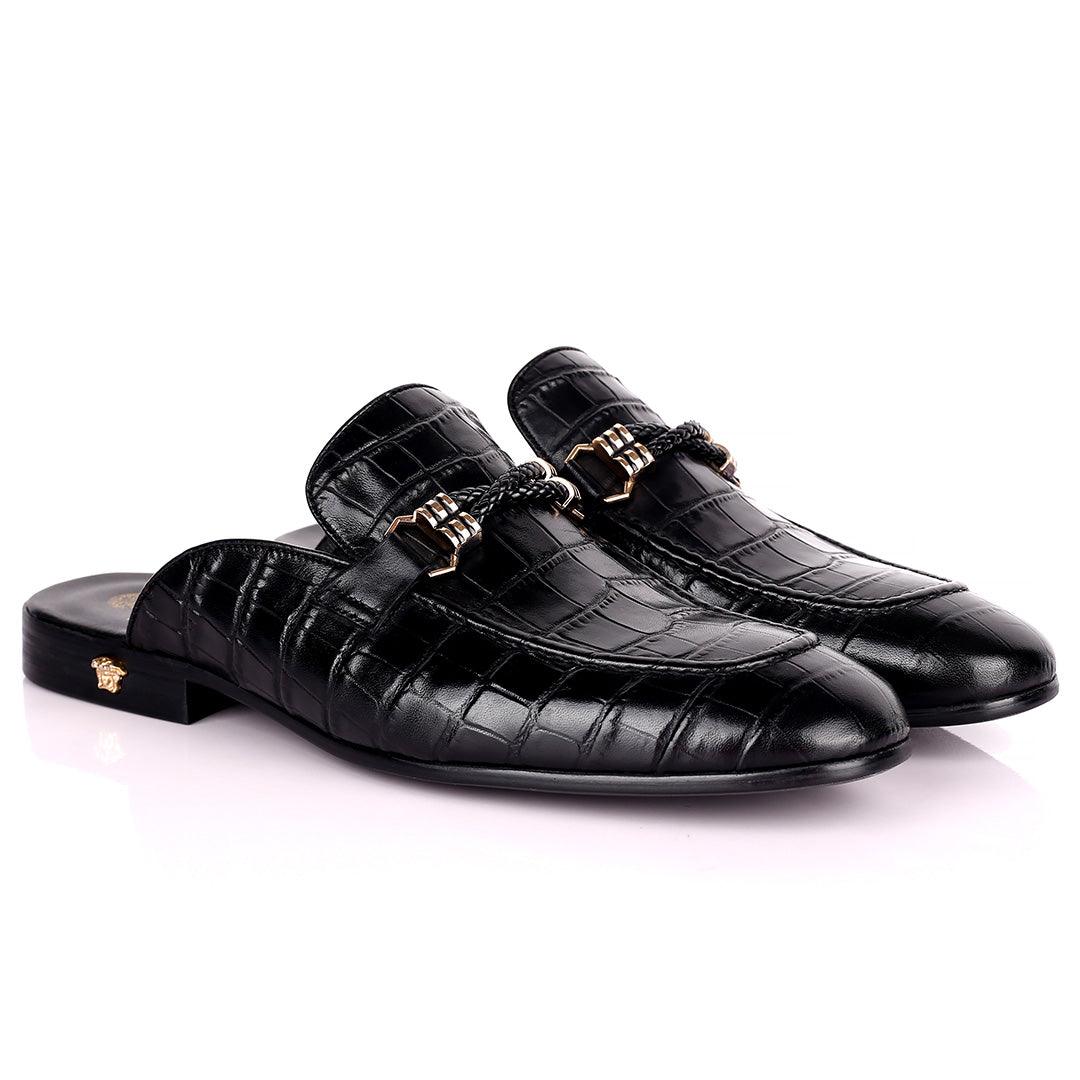 Vers Royalty Designed Black Croc Leather Shoe - Obeezi.com