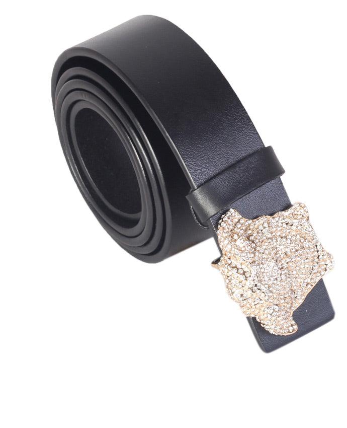 Versace crystal diamond 3D mens medusa head leather belt - Obeezi.com