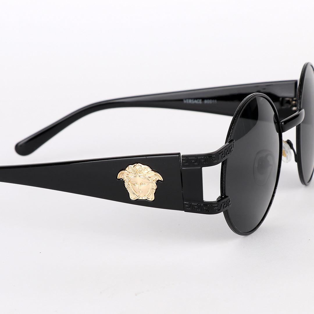 Versace Exclusive Round Black Crested Sunglasses - Obeezi.com