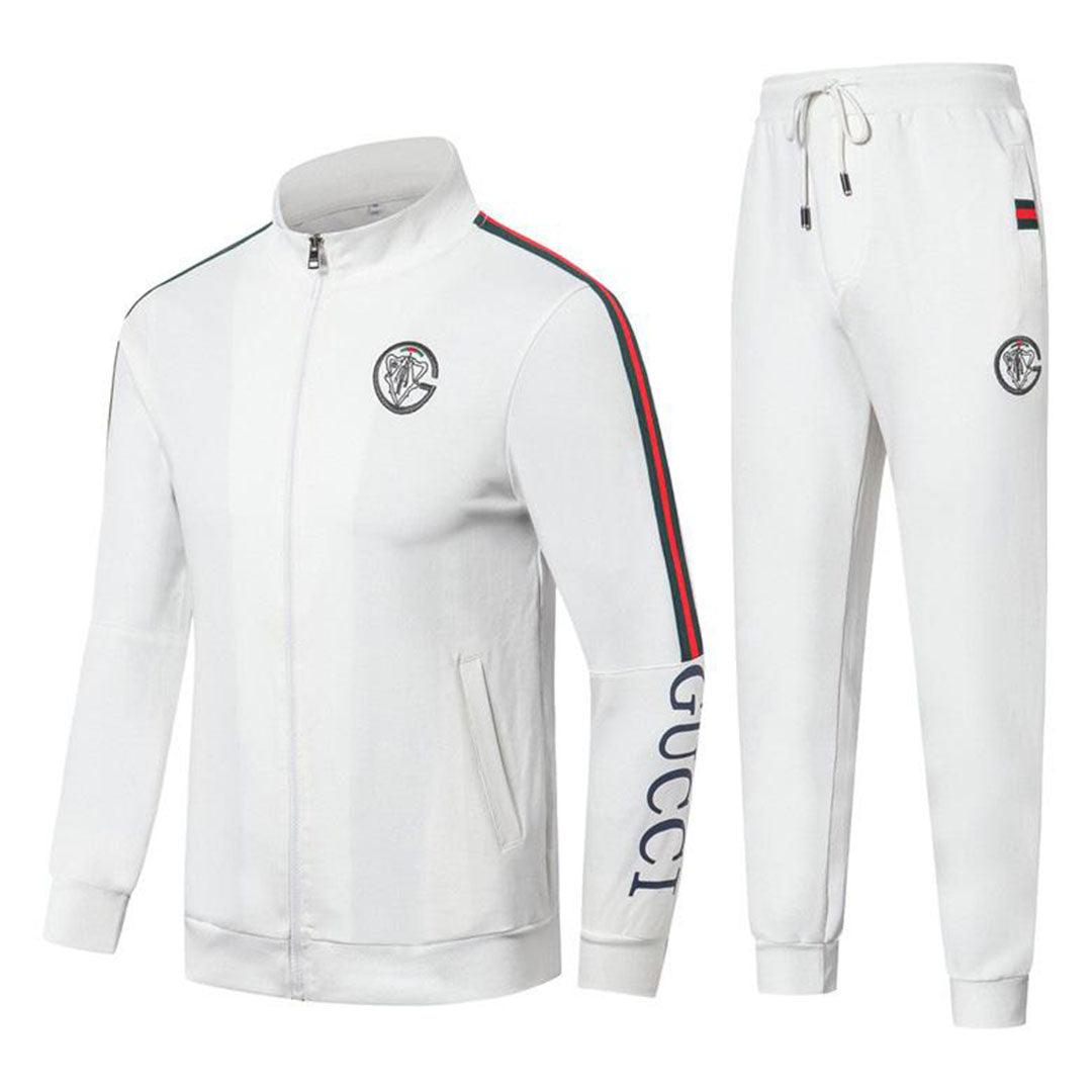 Versace Front Embroilded Logo White Cotton Tracksuits - Obeezi.com