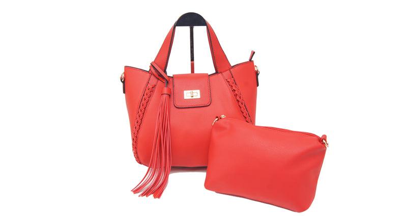Vintage Classic Weave And Tassels Handbag- Red - Obeezi.com