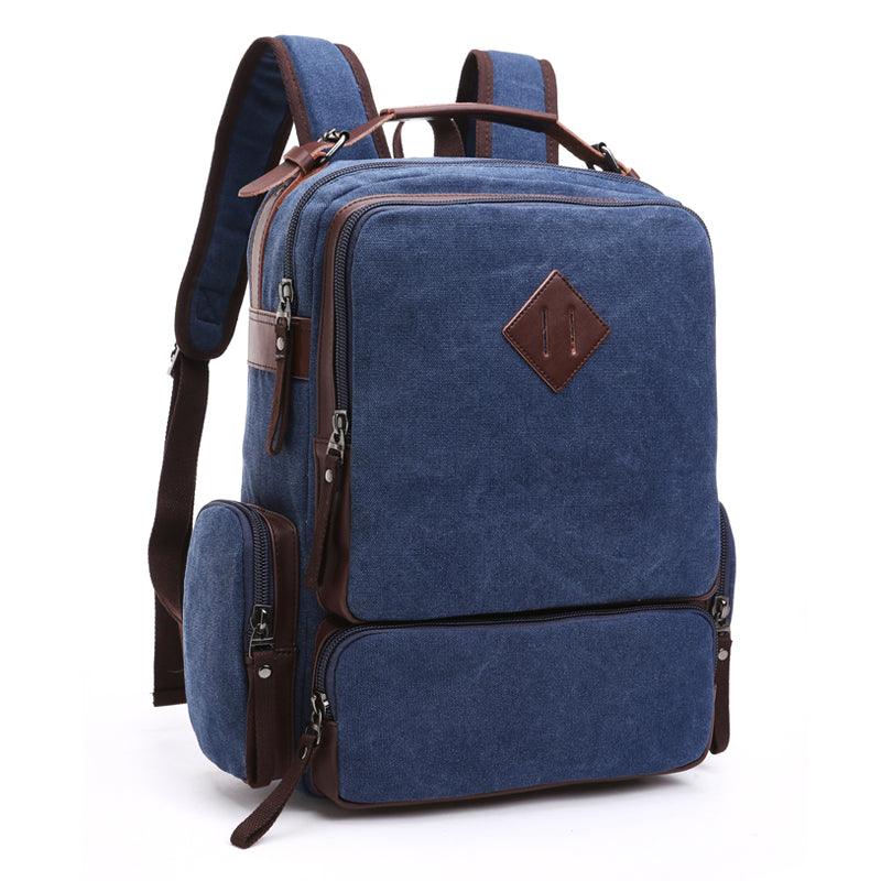 Vintage fashion Canvas High Capacity Laptop Travel Backpack-Blue - Obeezi.com