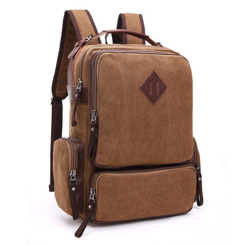 Vintage fashion Canvas High Capacity Laptop Travel Backpack-Coffee - Obeezi.com