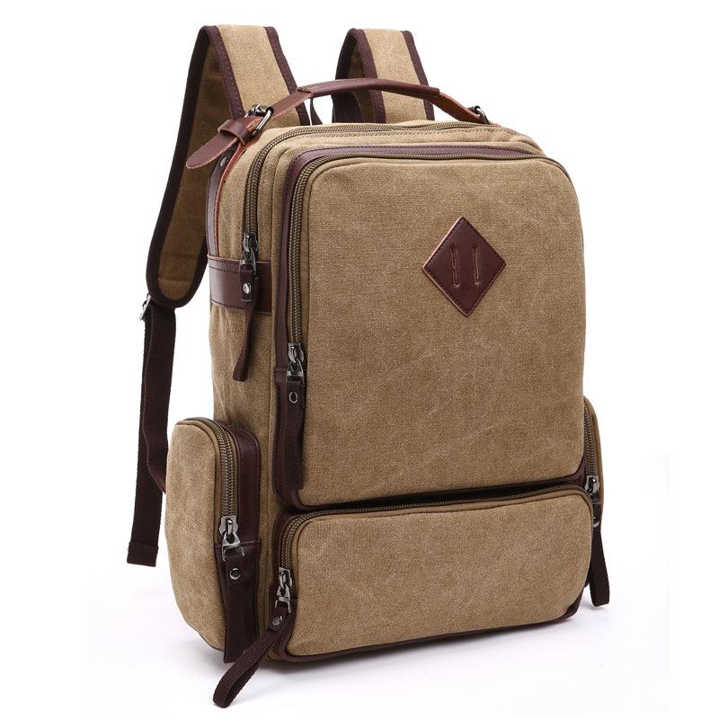 Vintage fashion Canvas High Capacity Laptop Travel Backpack-Khaki - Obeezi.com