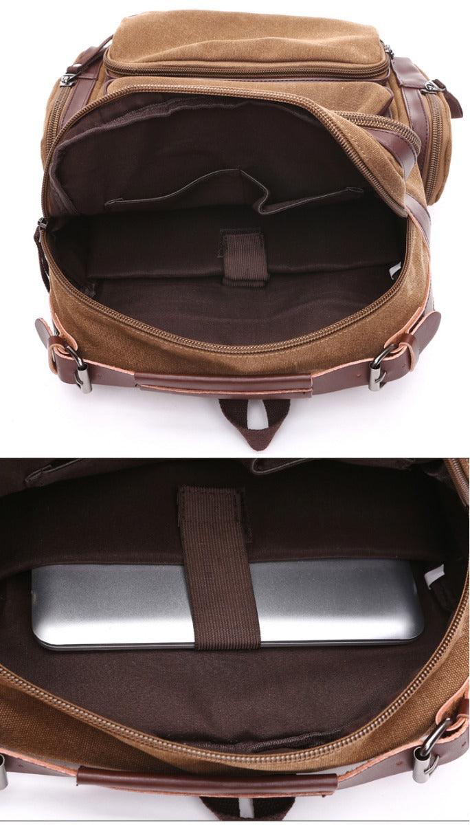 Vintage fashion Canvas High Capacity Laptop Travel Backpack-Khaki - Obeezi.com